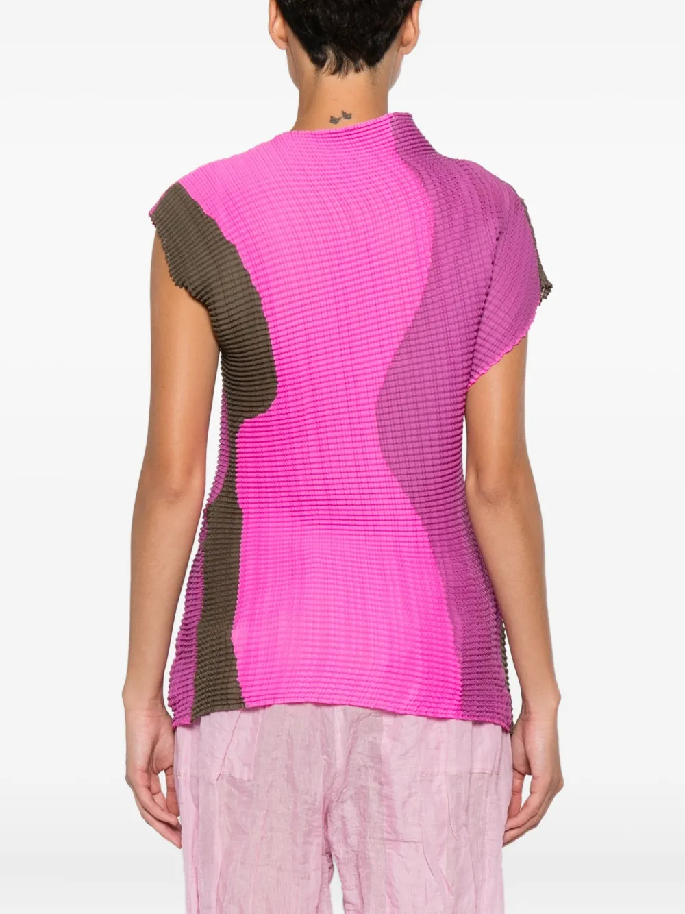 Issey Miyake Pleated Panel Top In Multi