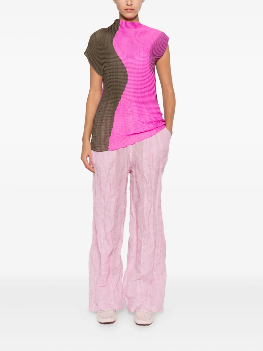Issey Miyake Top met geplooid vlak - Roze