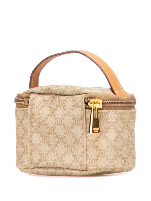 Celine Pre-Owned 2016 Macadam Coated Canvas Vanity Bag | Brown