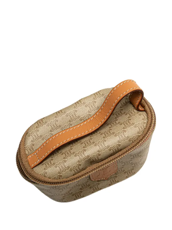 Celine Pre-Owned 2016 Macadam Coated Canvas Vanity Bag | Brown