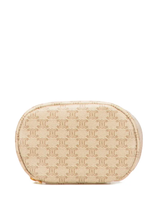 Celine Pre-Owned 2016 Macadam Coated Canvas Vanity Bag | Brown