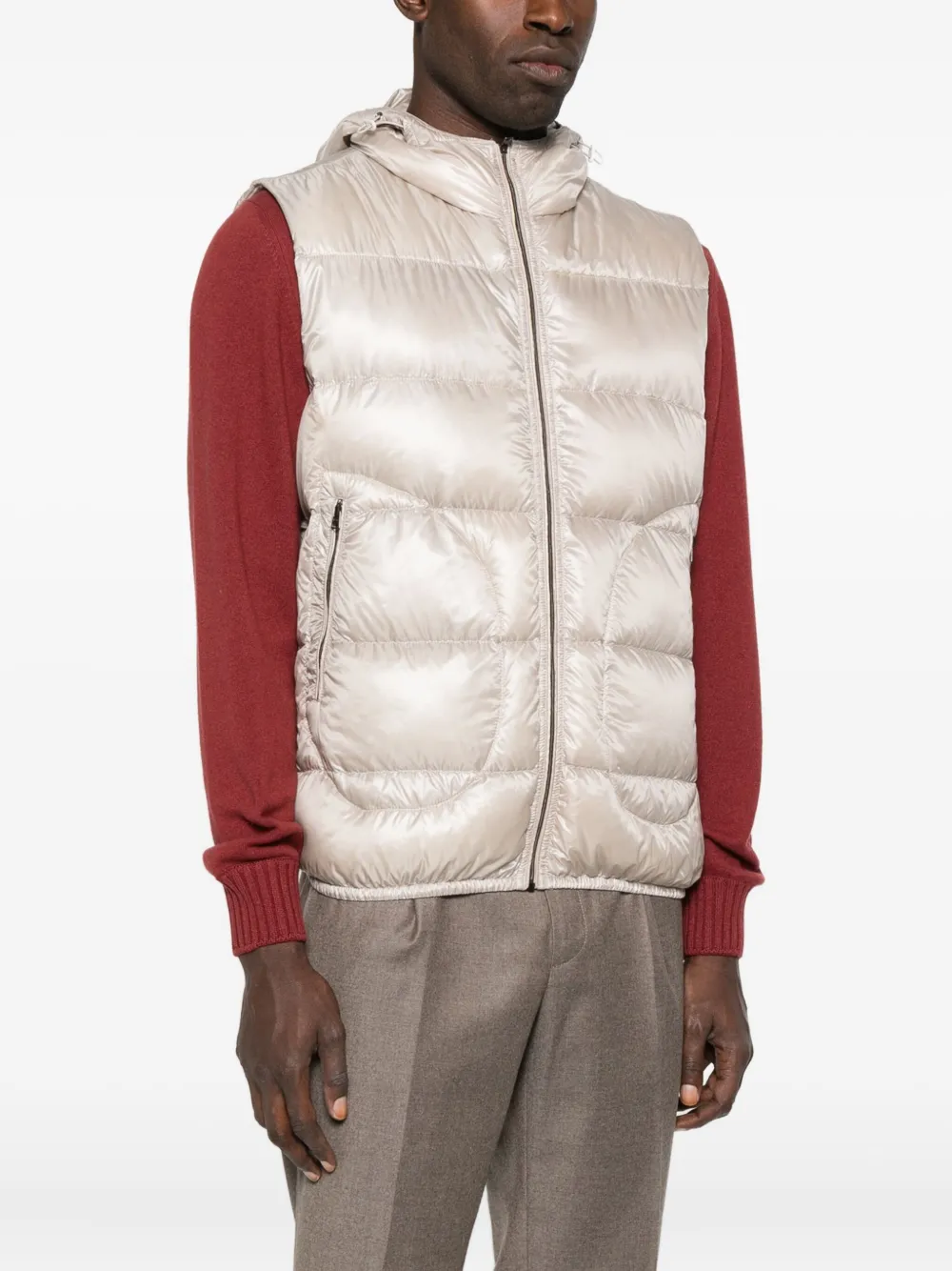 Herno Hooded Gilet In Neutral