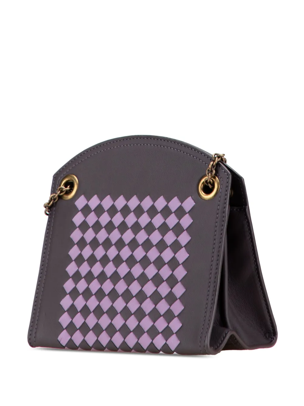 Pre-owned Bottega Veneta 2012-2025 Nappa Intrecciato Chain Wallet Shoulder Bag In Gray