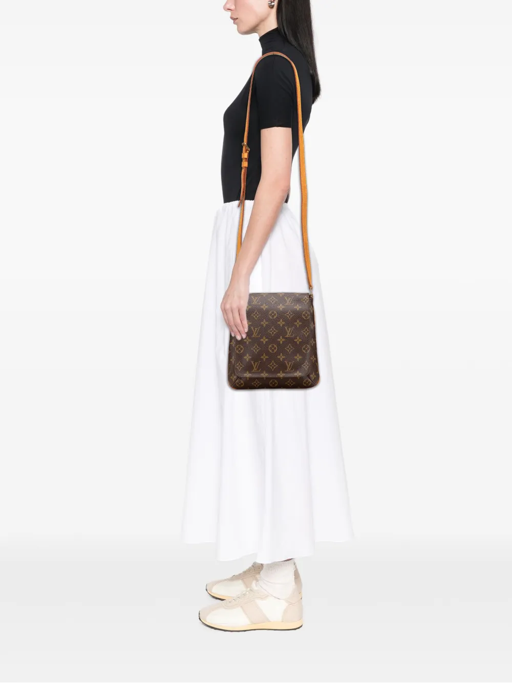 Pre-owned Louis Vuitton 2003 Monogram Musette Salsa Short Strap Shoulder Bag In Brown