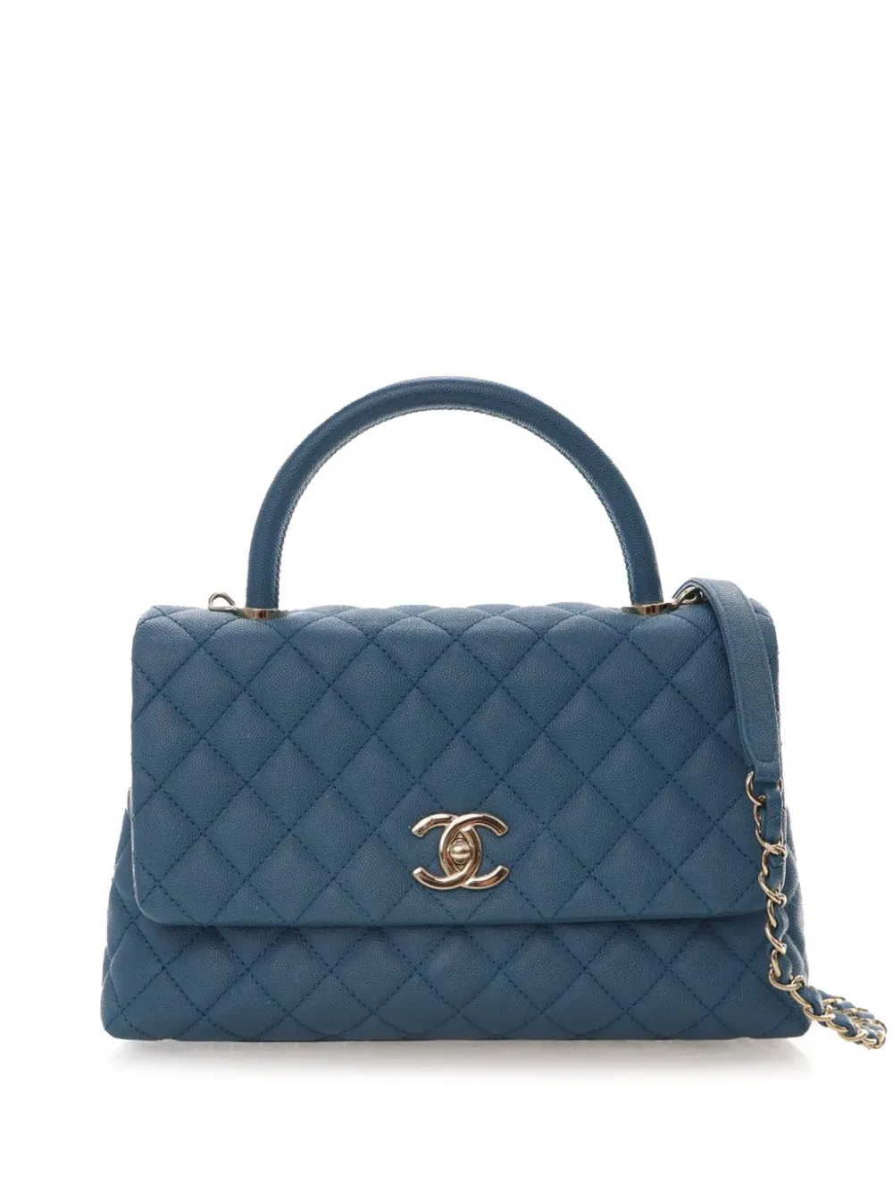CHANEL Pre-Owned 2019 Small Caviar Coco Top Handle Bag satchel - ブルー CHANEL Pre-Owned 2019 Small Caviar Coco Top Handle Bag satchel - ブルー
