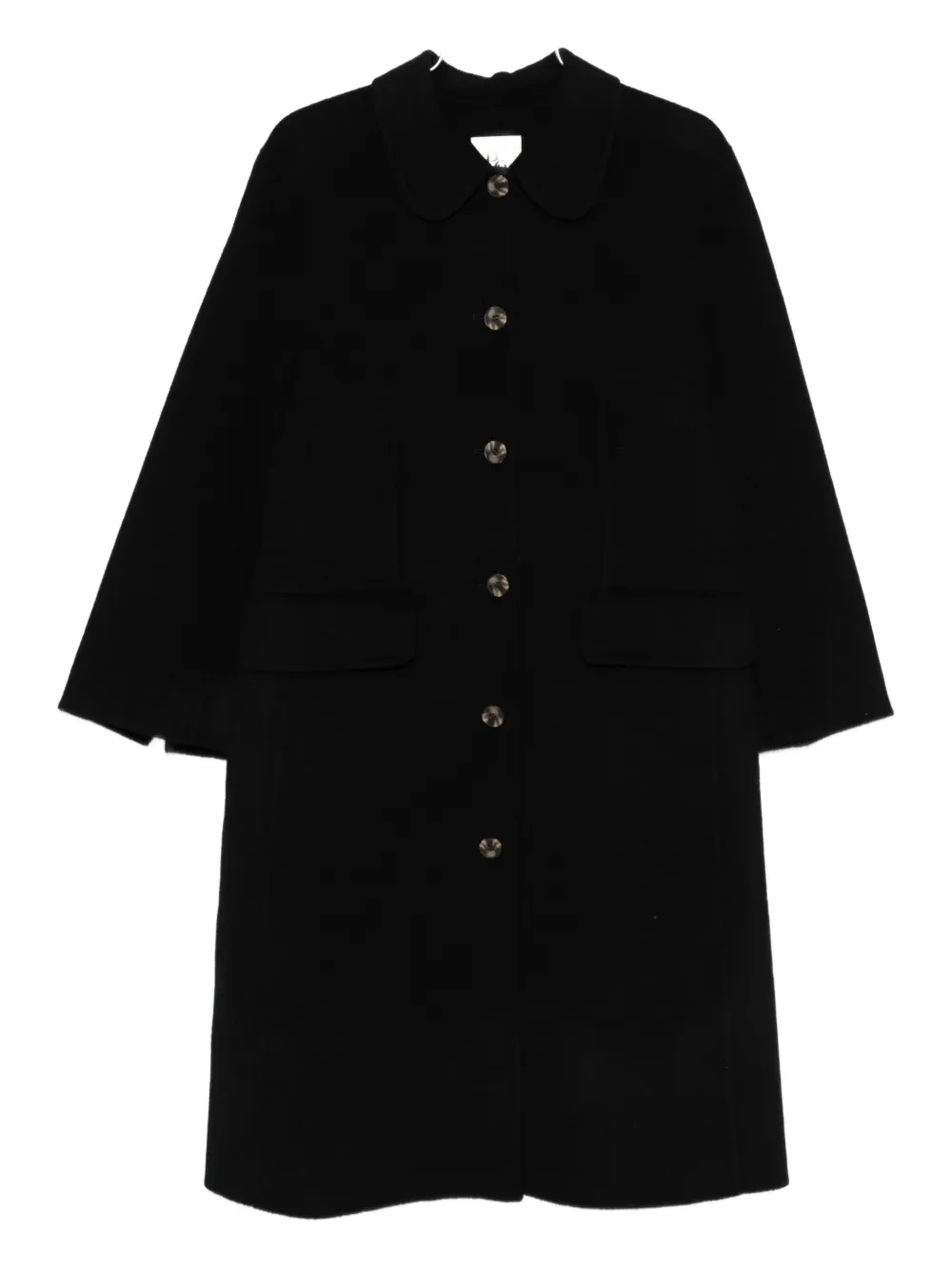 By Malene Birger Round-collar Single-breasted Coat In Black