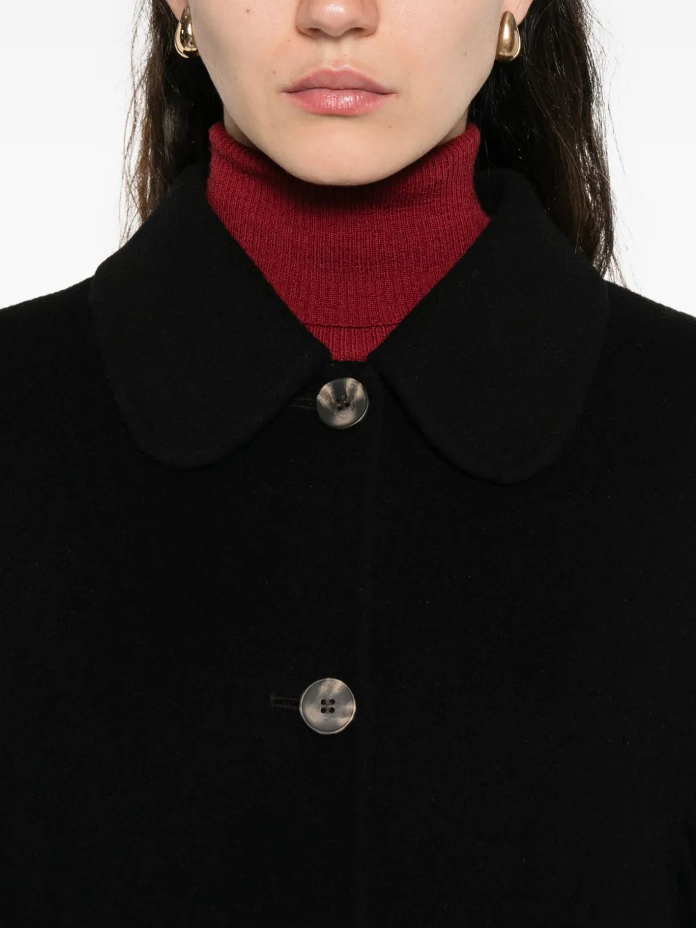 By Malene Birger Round-collar Single-breasted Coat In Black
