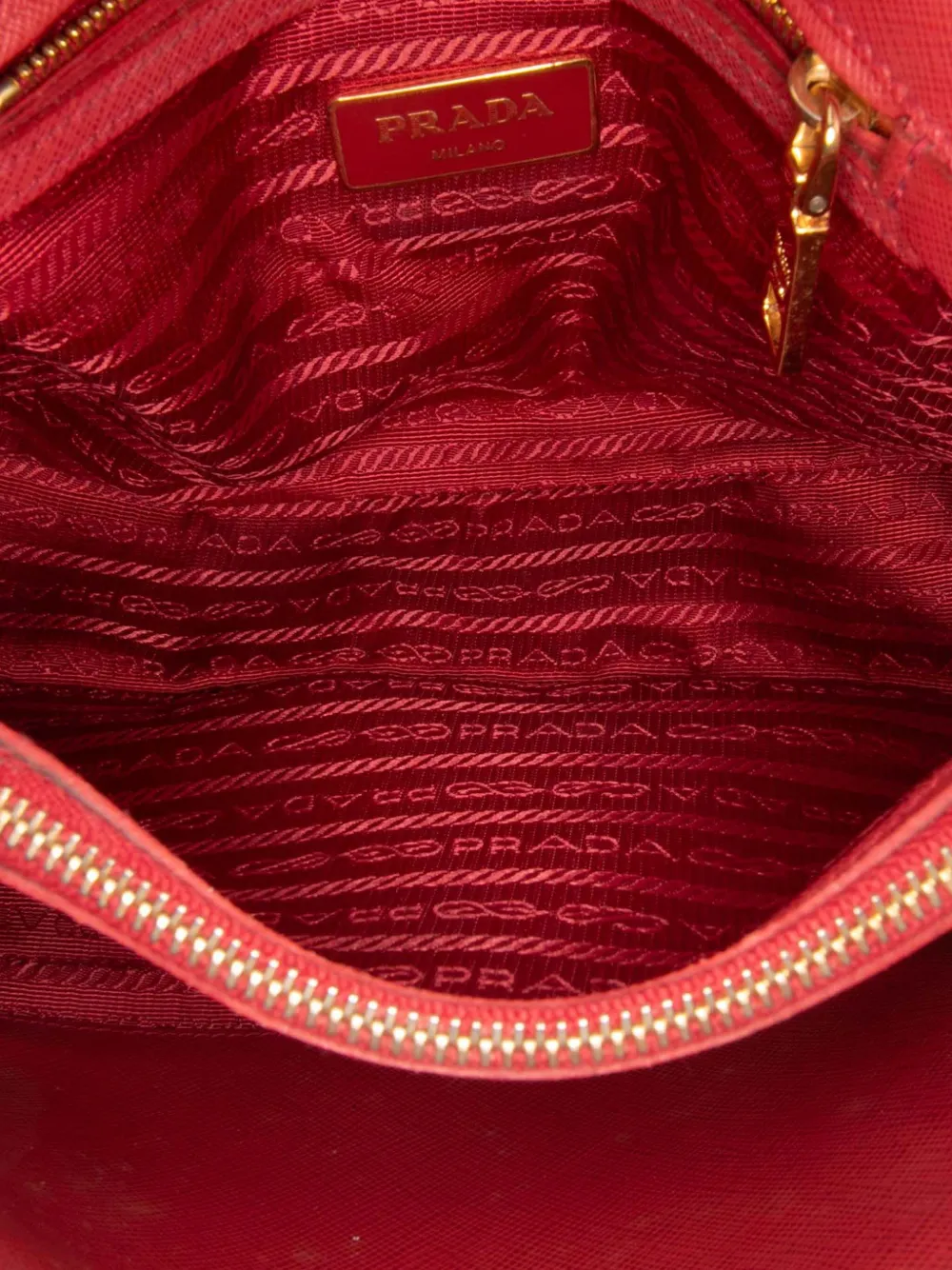 Pre-owned Prada 2000-2025 Small Saffiano Lux Promenade Satchel In Red