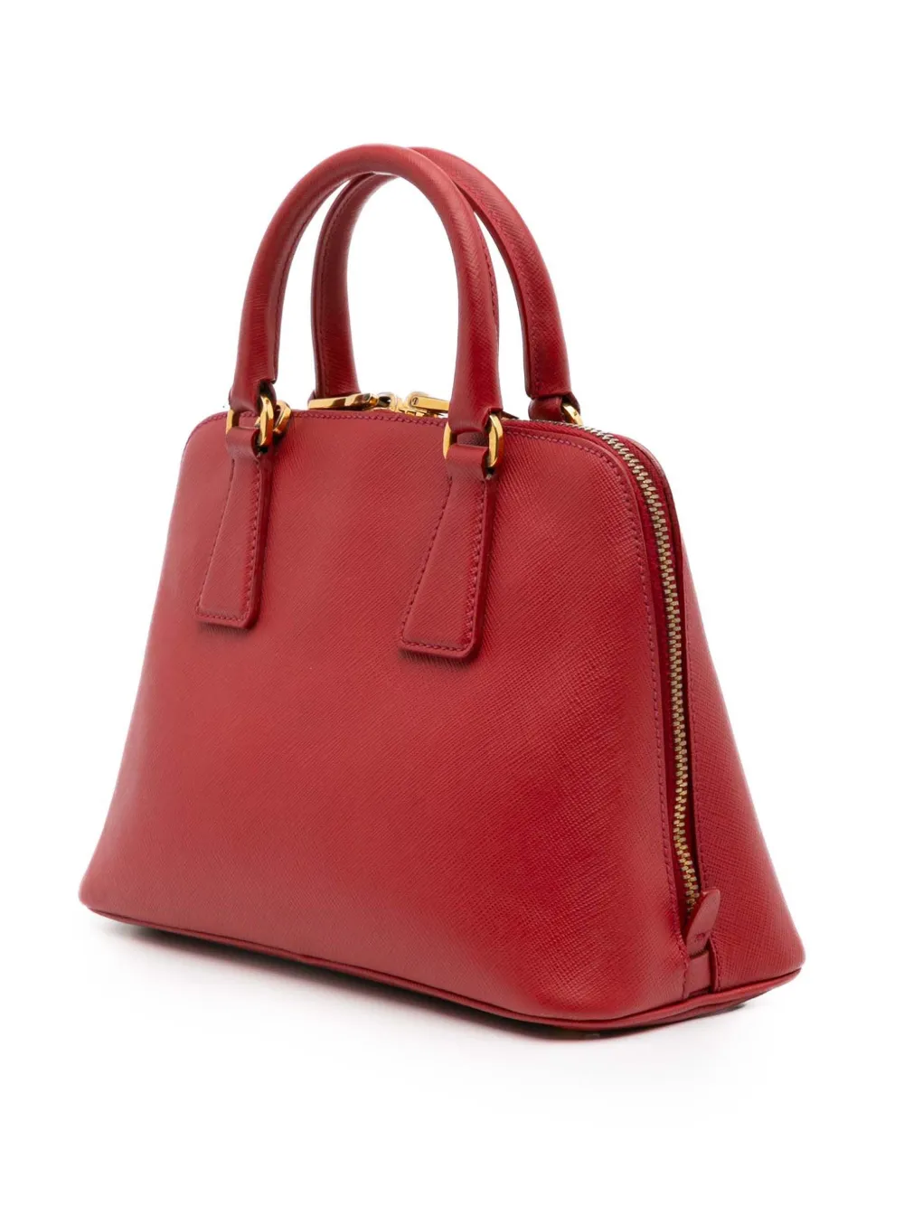 Pre-owned Prada 2000-2025 Small Saffiano Lux Promenade Satchel In Red