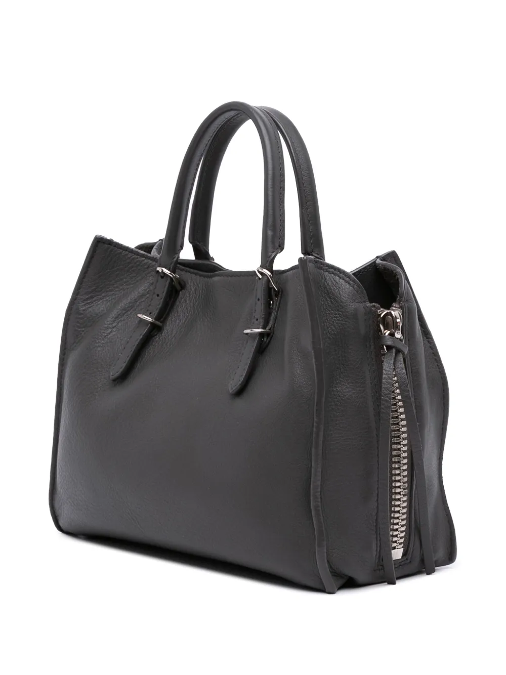 Pre-owned Balenciaga 2017 Mini Leather Papier A4 Zip Around Satchel In Black