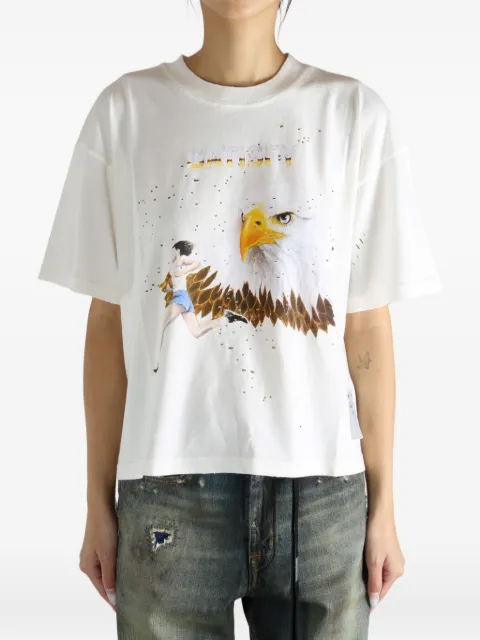 Satisfy eagle-print distressed T-shirt