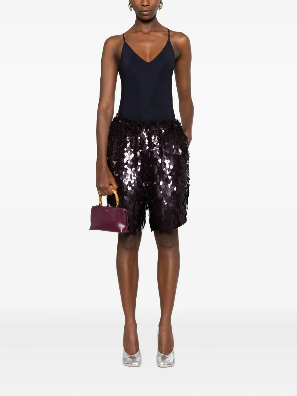 Jil Sander V-neck Spaghetti-strap Top In Black