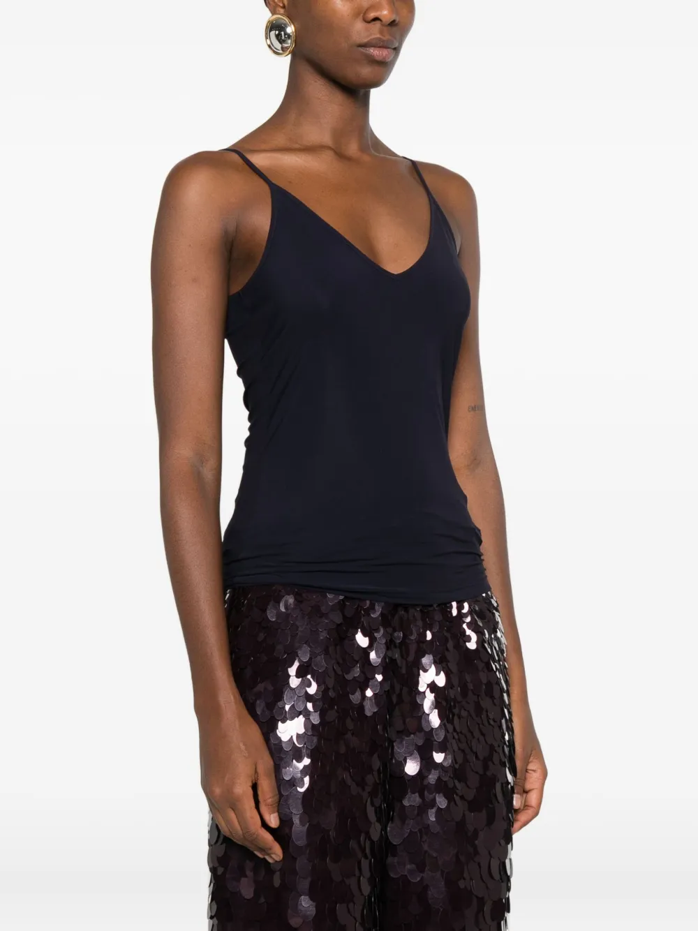 Jil Sander V-neck Spaghetti-strap Top In Black