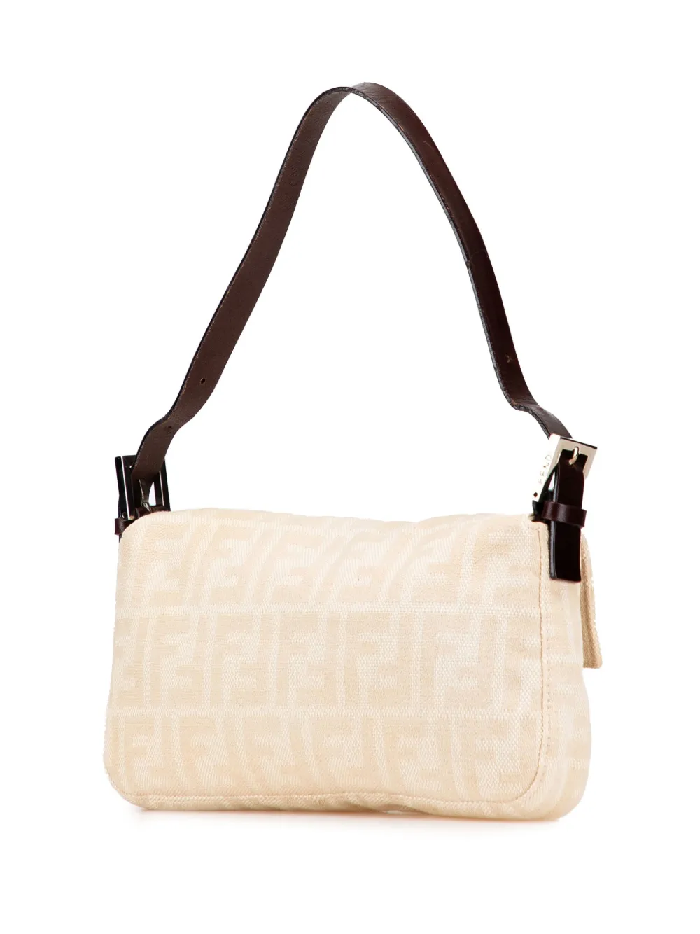 Pre-owned Fendi 2000-2010 Zucca Canvas Baguette Shoulder Bag In Brown