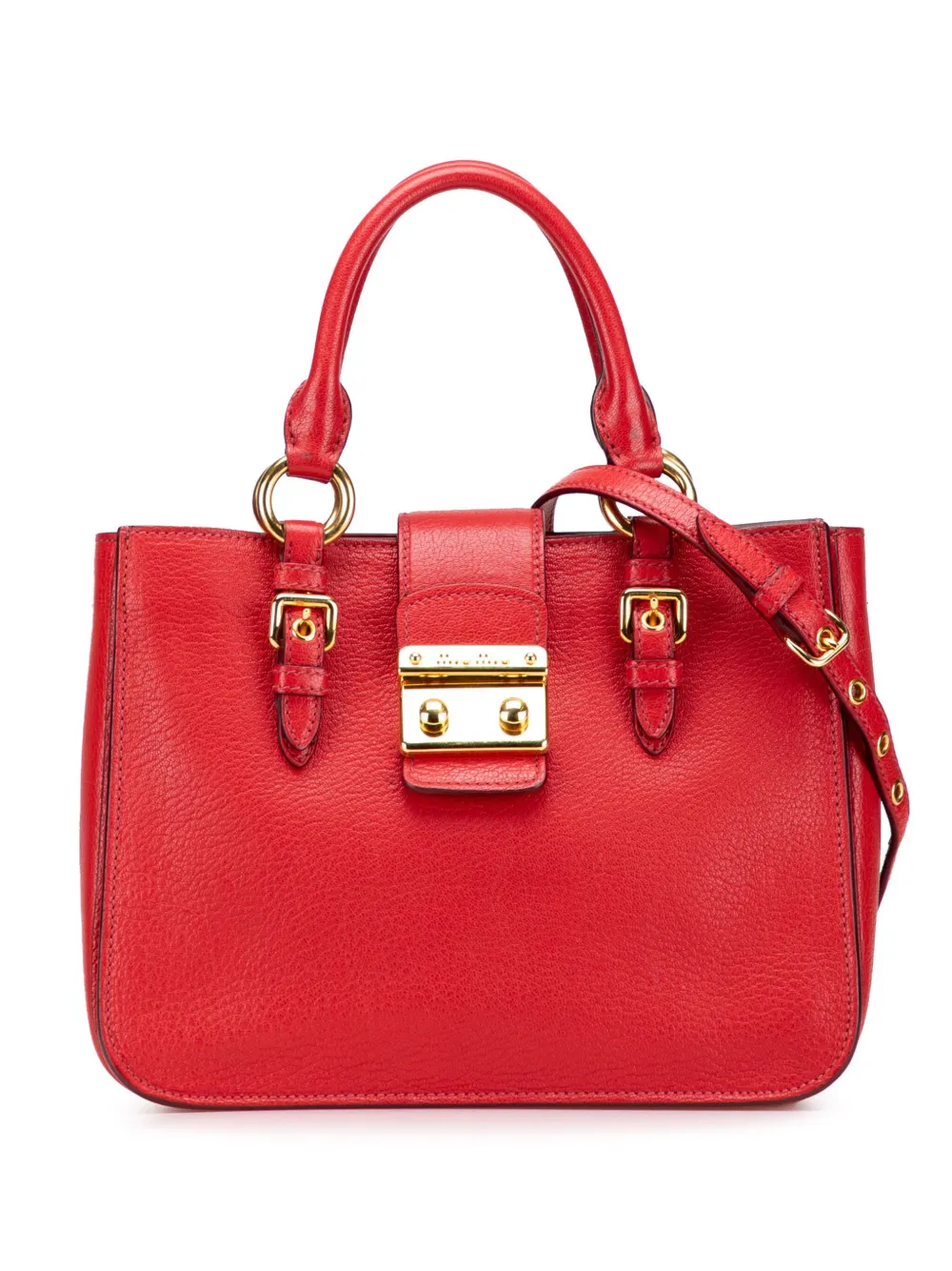 Miu Miu Pre-Owned 2010-2025 Goatskin Madras satchel - レッド Miu Miu Pre-Owned 2010-2025 Goatskin Madras satchel - レッド
