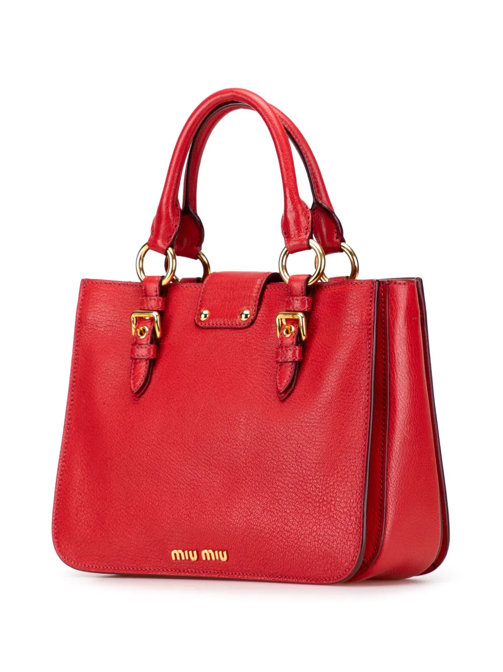 Pre-owned Miu Miu 2010-2025 Goatskin Madras Satchel In Red