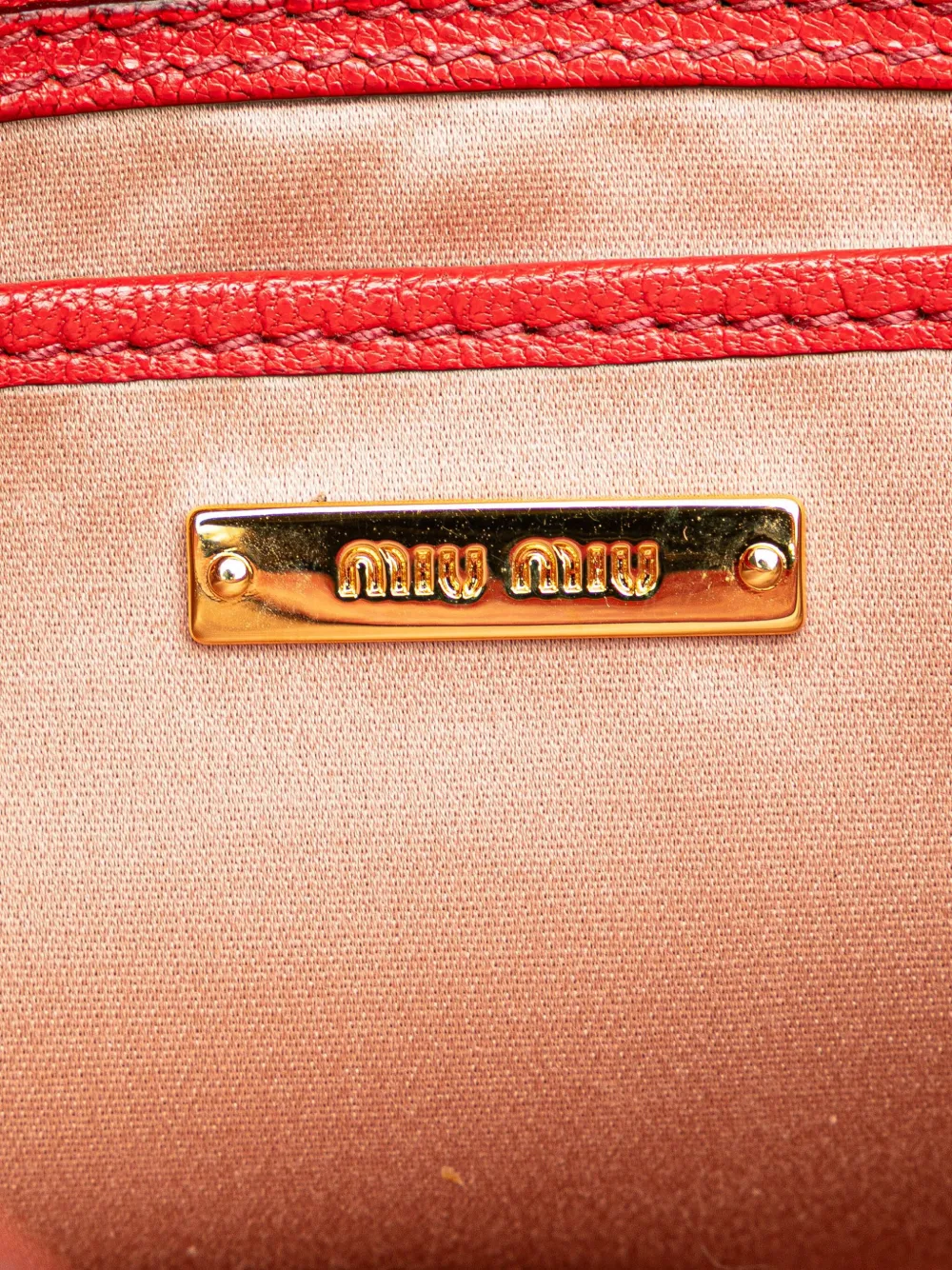 Pre-owned Miu Miu 2010-2025 Goatskin Madras Satchel In Red