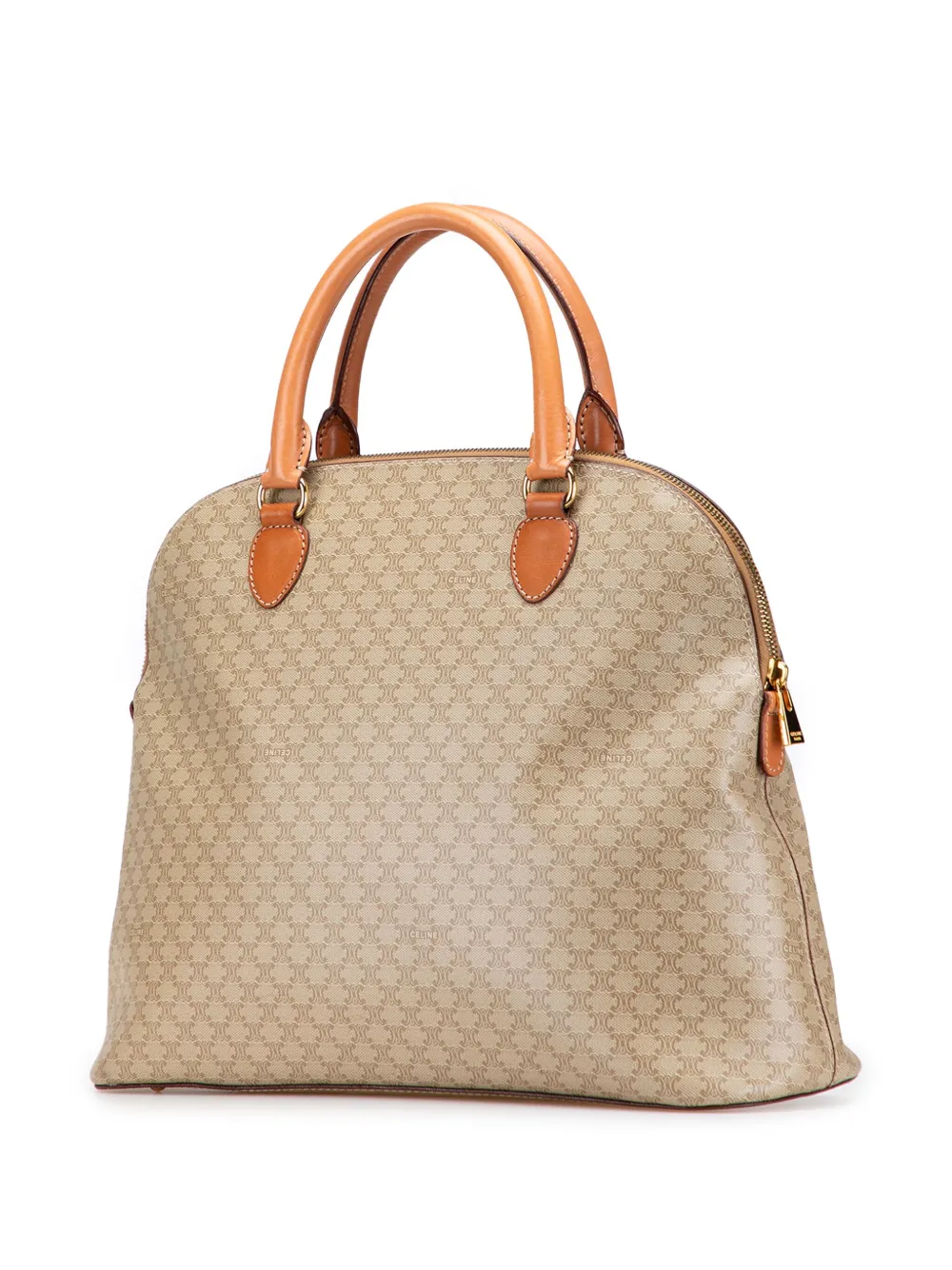 Pre-owned Celine 1996 Macadam Coated Canvas Dome Handbag In Brown