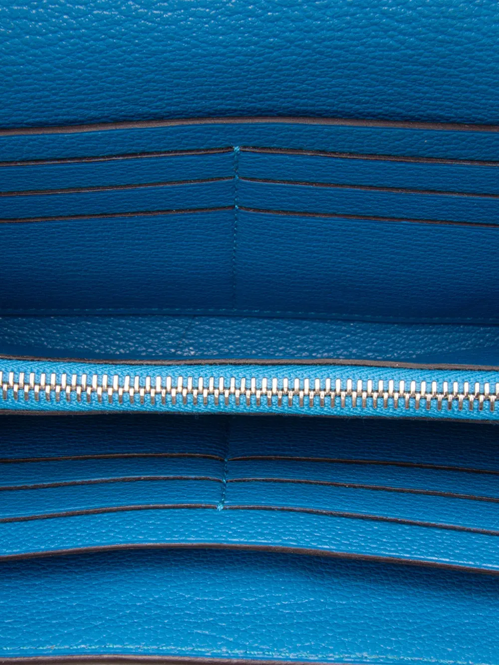 Pre-owned Hermes 2017 Chevre Mysore Kelly Longue Wallet Long Wallets In Blue