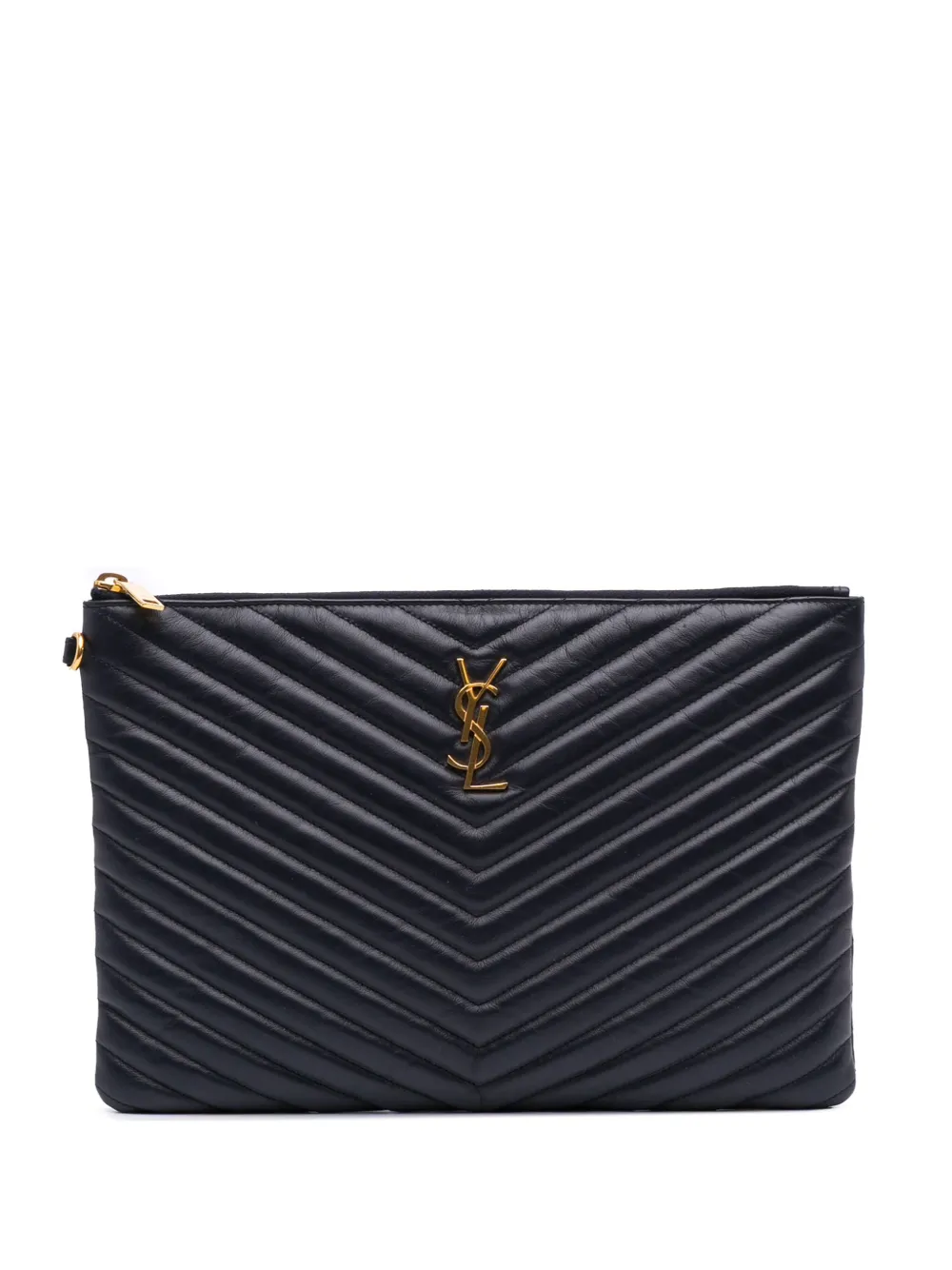 Saint Laurent Pre-Owned 2018 Leather Chevron Monogram Document Holder Saint Laurent Pre-Owned 2018 Leather Chevron Monogram Document Holder