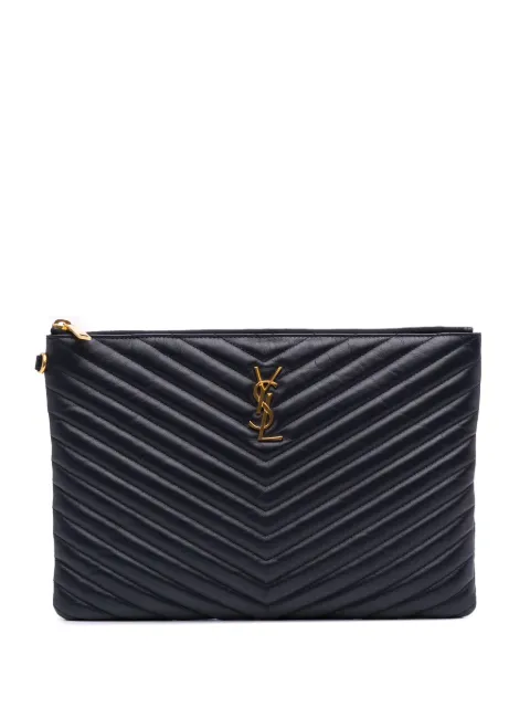 Saint Laurent Pre-Owned bolsa de mano Document Holder de piel Monogram en Chevron 2018