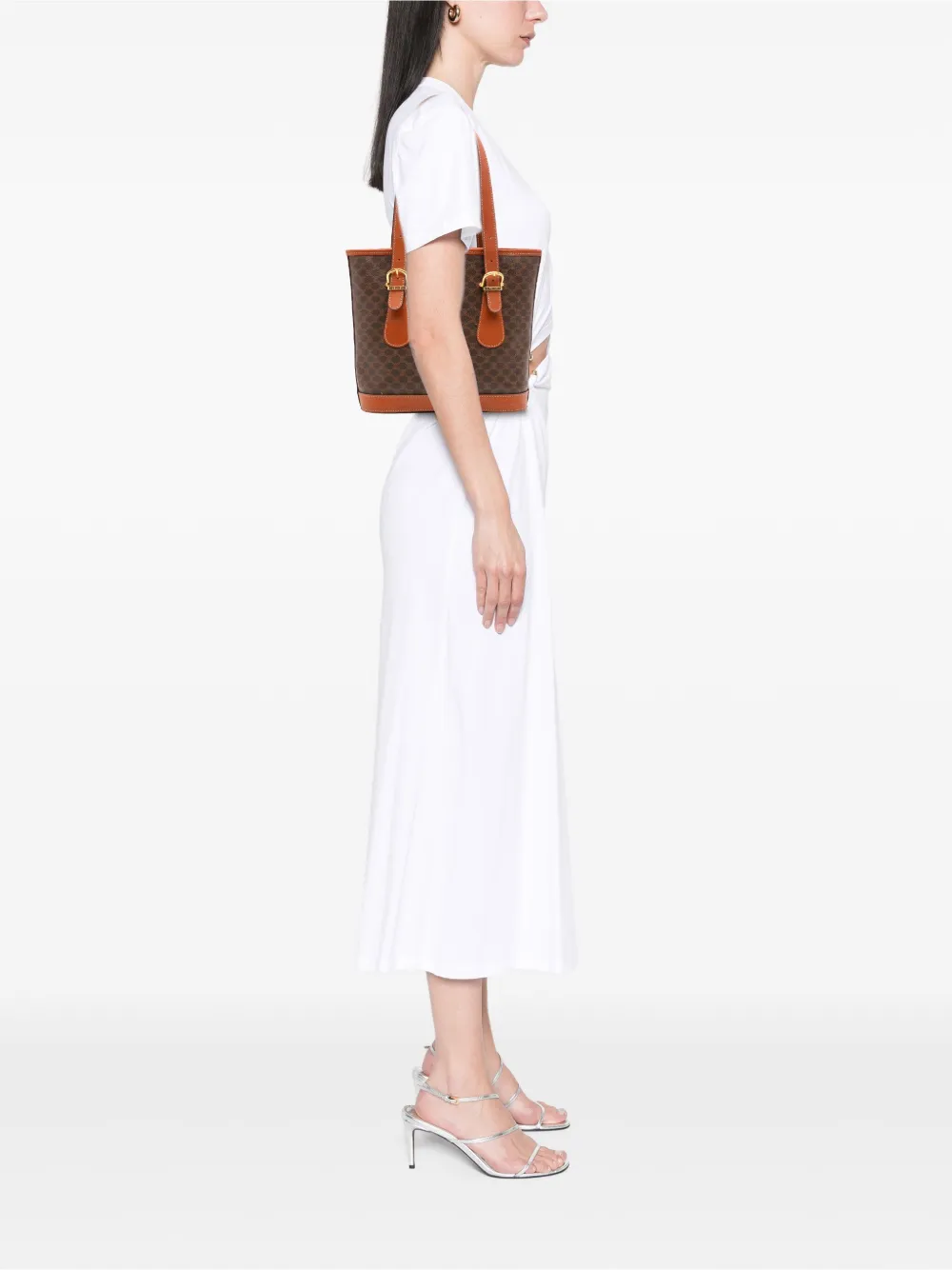 Pre-owned Celine 1994 Macadam Coated Canvas Shoulder Bag In Brown