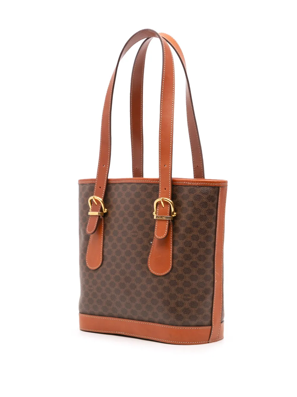 Pre-owned Celine 1994 Macadam Coated Canvas Shoulder Bag In Brown