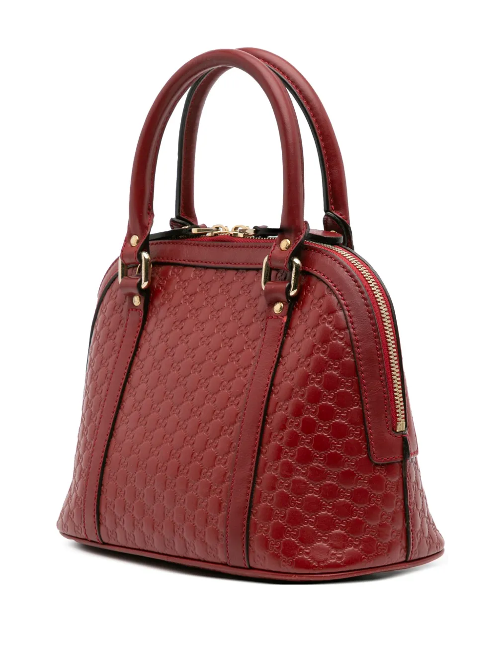 Pre-owned Gucci 2016-2025 Mini Microssima Dome Satchel In Red