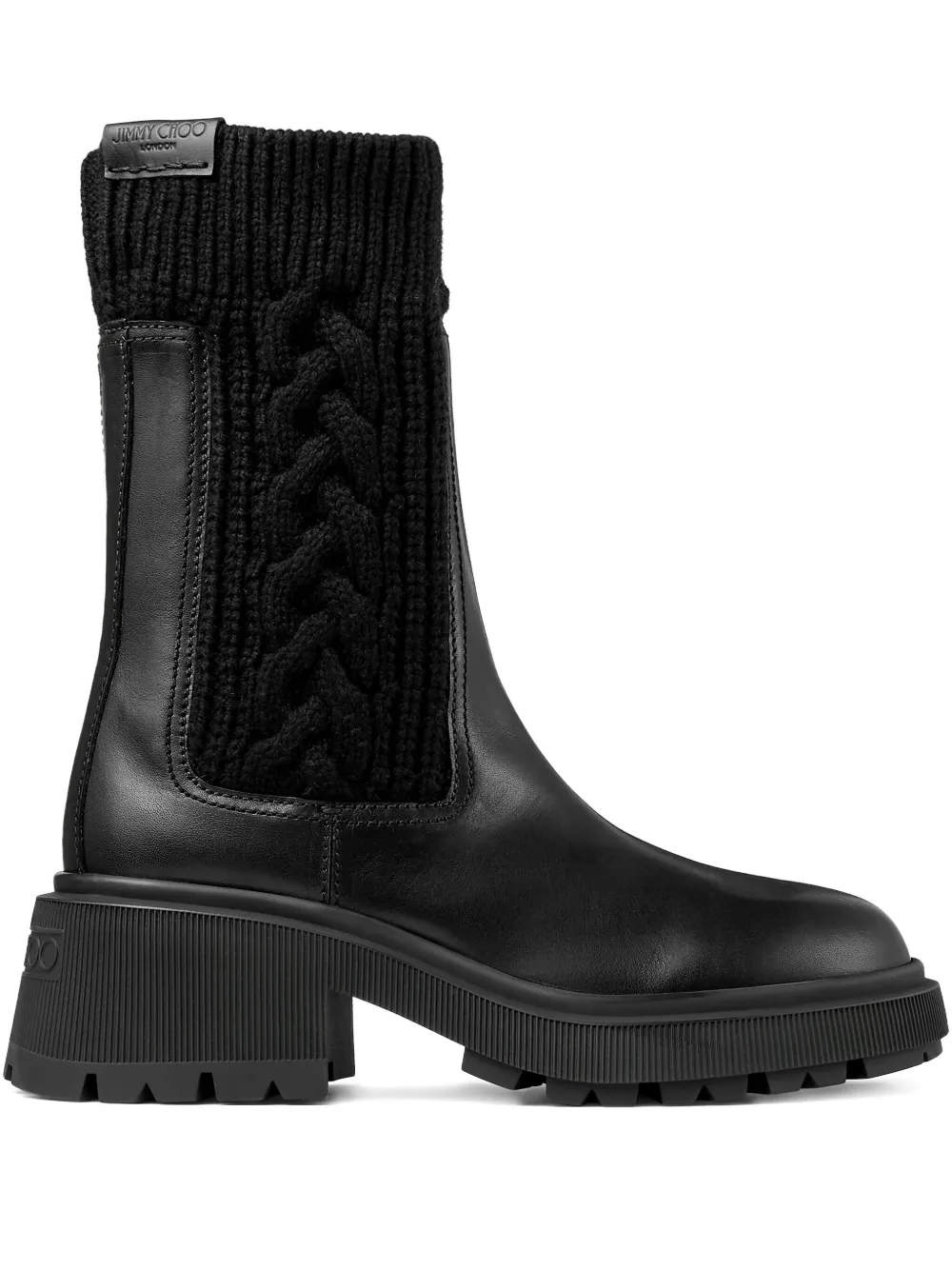 Jimmy Choo Tamia 70 Leather And Knit Boots In Black