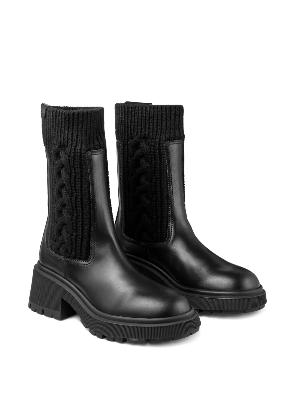 Jimmy Choo Tamia 70 Leather And Knit Boots In Black