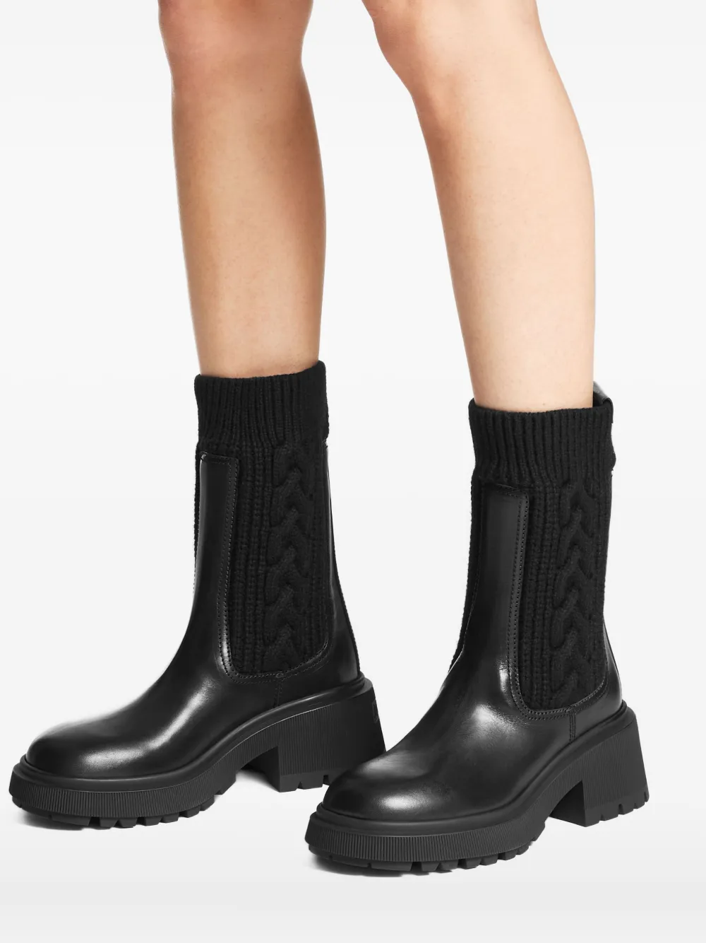 Jimmy Choo Tamia 70 Leather And Knit Boots In Black
