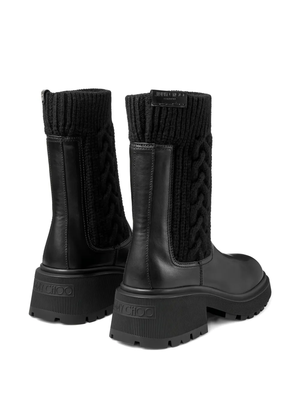 Jimmy Choo Tamia 70 Leather And Knit Boots In Black