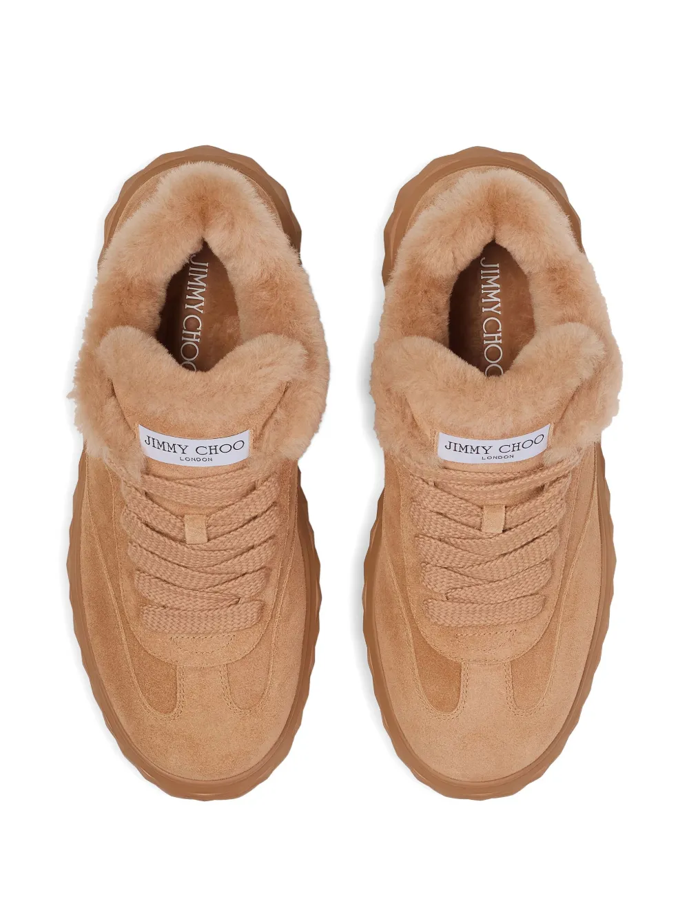 Jimmy Choo fur-trim Diamond Maxi sneakers V TOFFEE TOFFEE