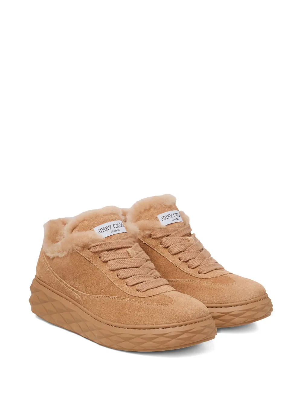 Jimmy Choo fur-trim Diamond Maxi sneakers V TOFFEE TOFFEE