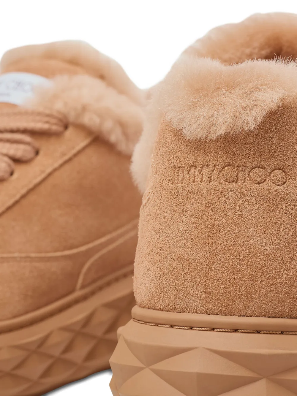 Jimmy Choo fur-trim Diamond Maxi sneakers V TOFFEE TOFFEE
