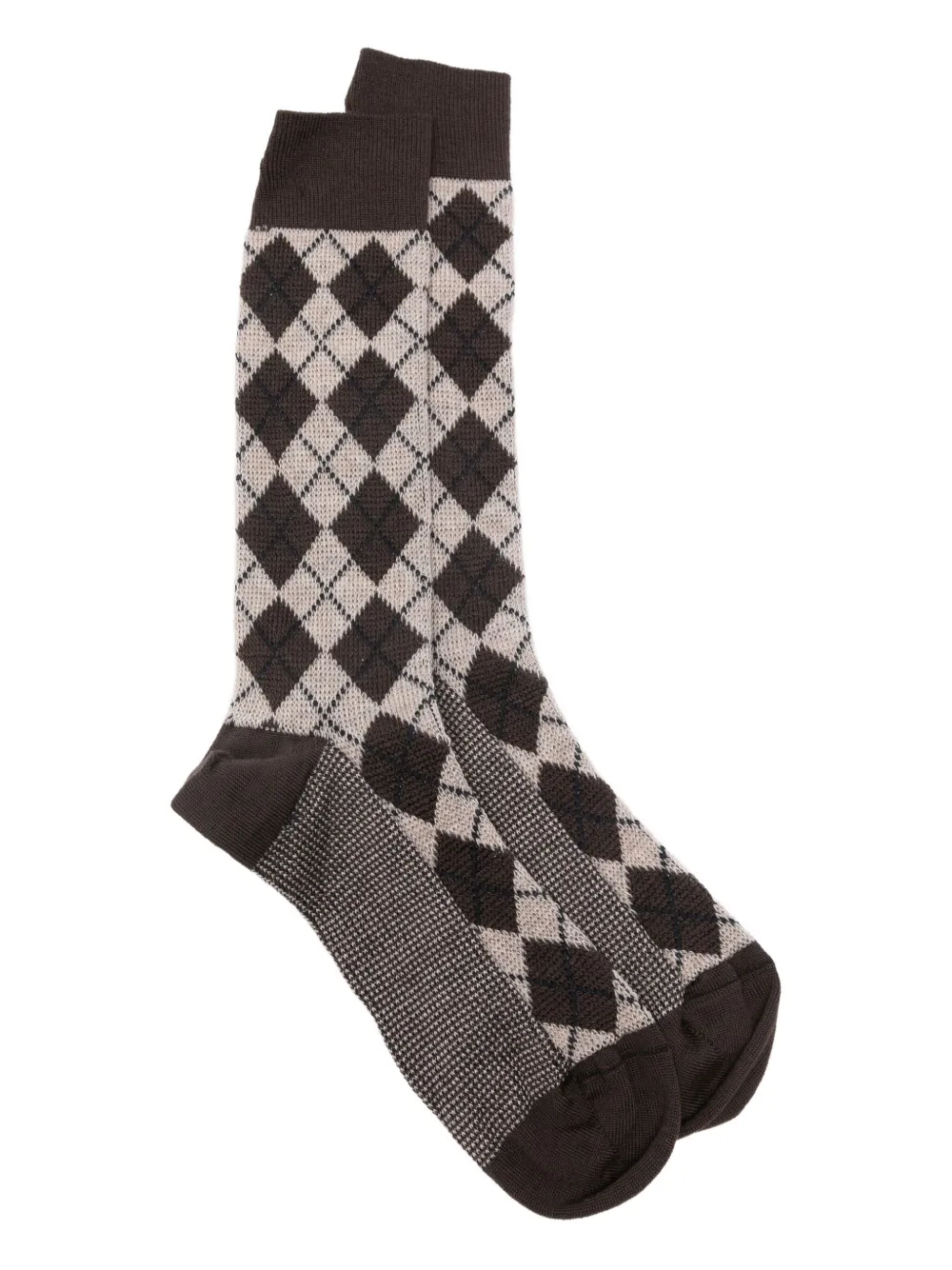 Thom Browne argyle diamond pattern socks - ブラウン Thom Browne argyle diamond pattern socks - ブラウン