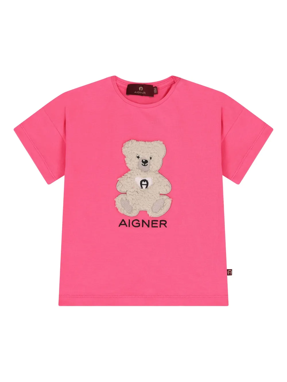 Aigner Kids teddy bear-appliqué logo T-shirt | Pink | Image 1