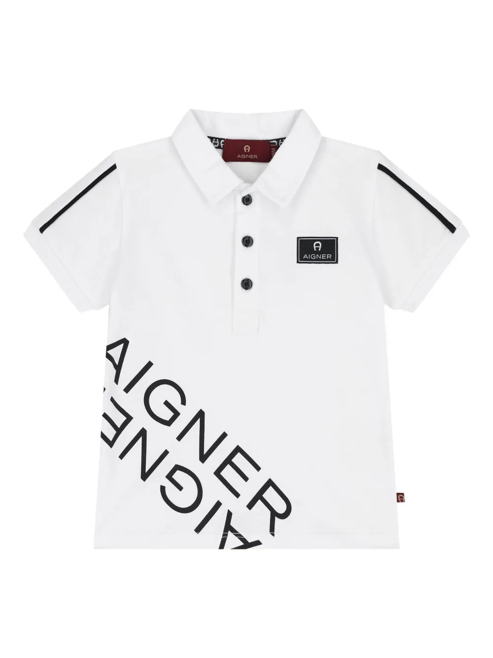 Aigner Kids logo-patch polo shirt | White | Image 1