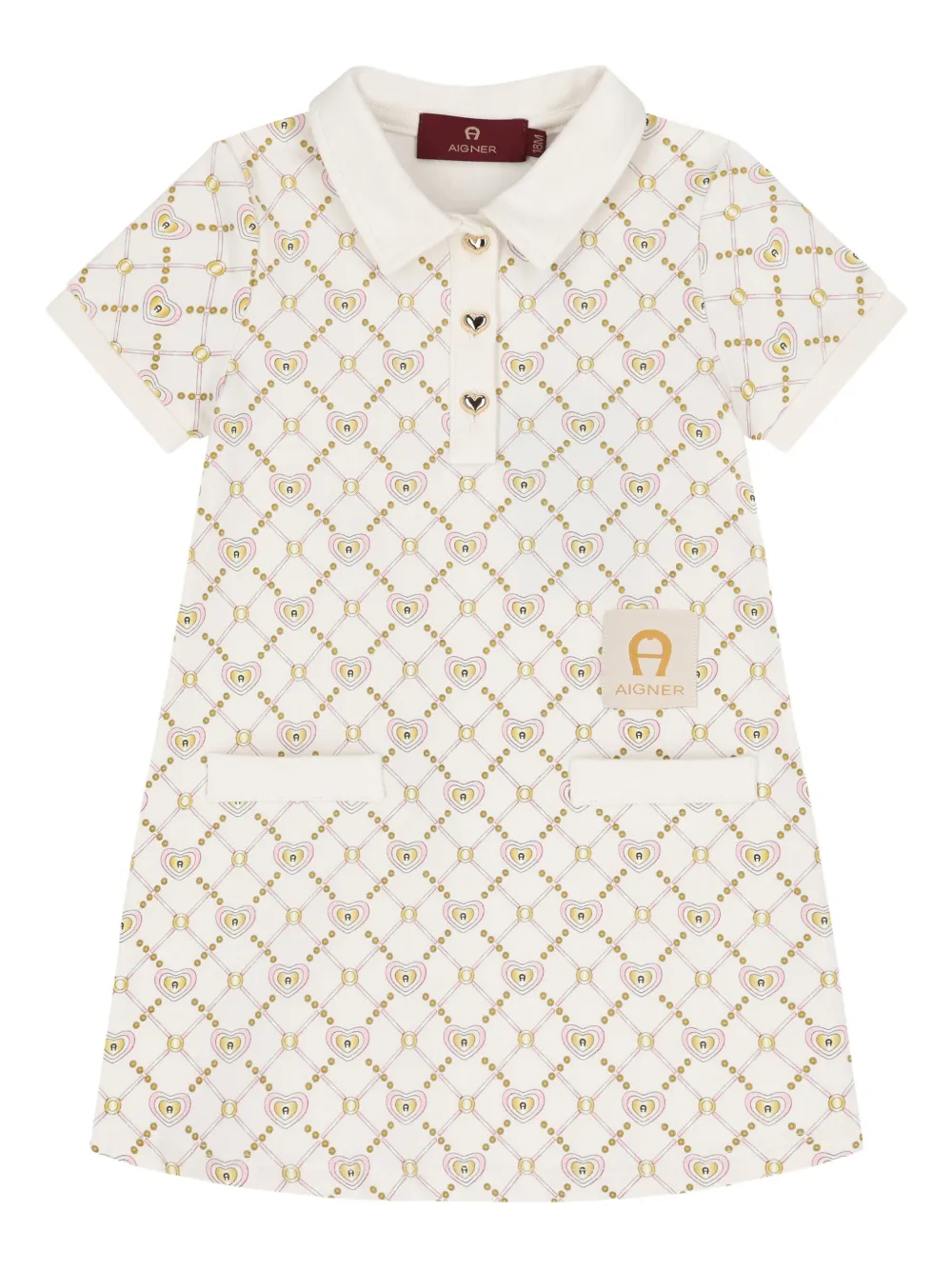 Aigner Kids logo heart-pattern polo dress | White | Image 1