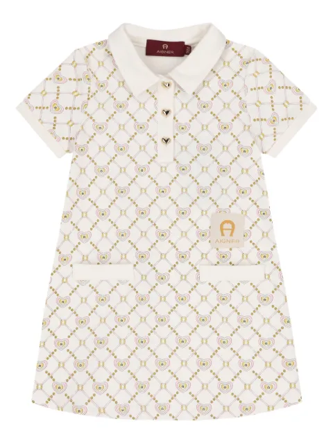 Aigner Kids vestido estilo playera tipo polo con corazones estampados