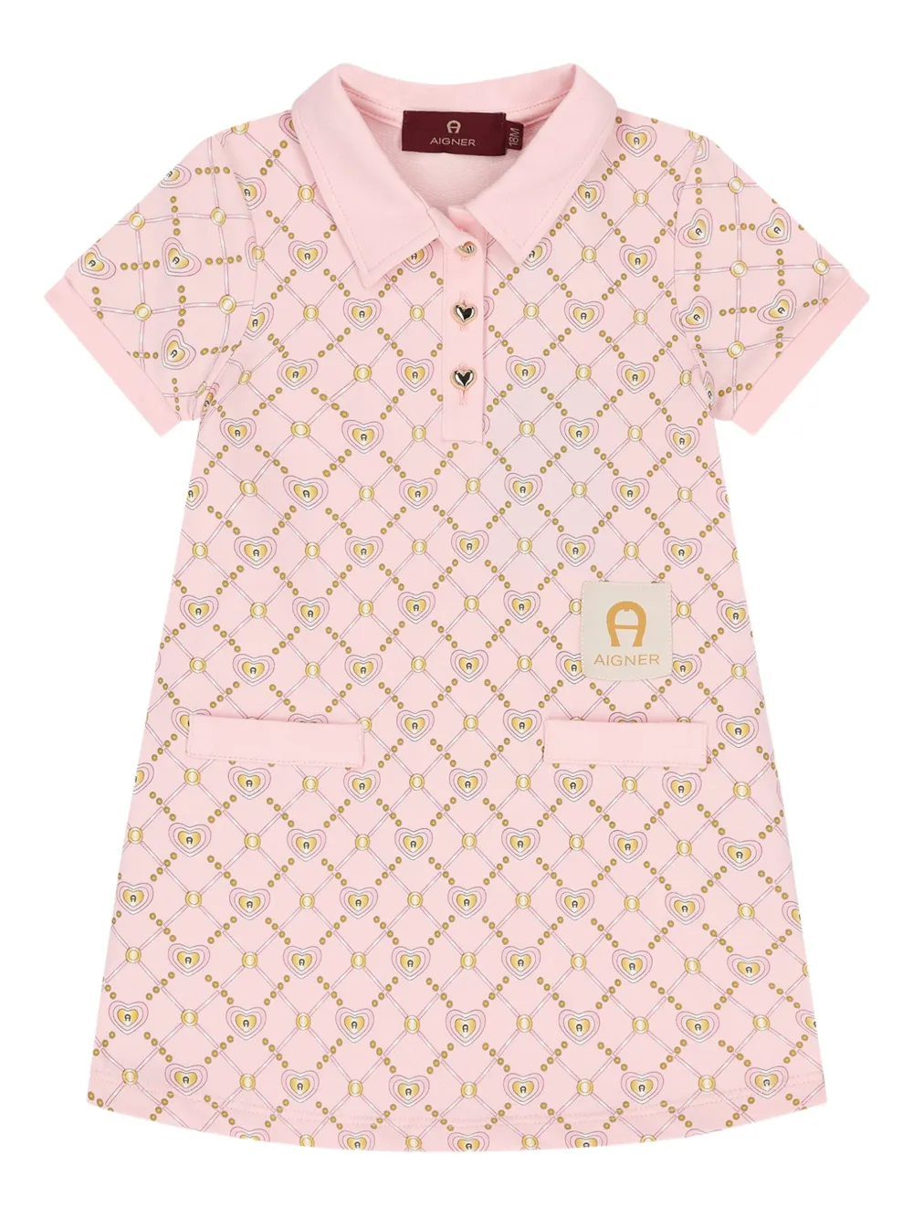 Aigner Kids logo heart-pattern polo dress | Pink | Image 1