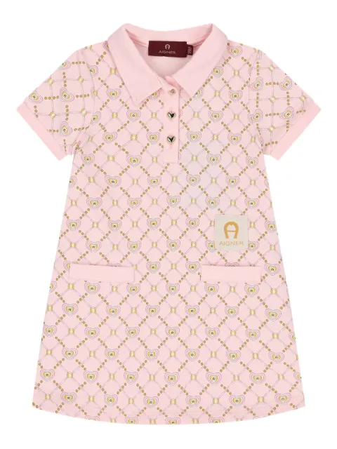 Aigner Kids logo heart-pattern polo dress