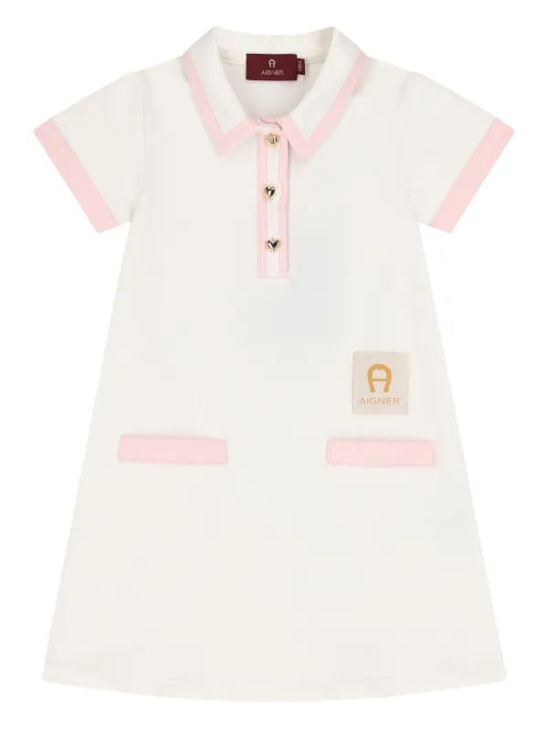 Aigner Kids logo-patch Polo Dress White FARFETCH KW
