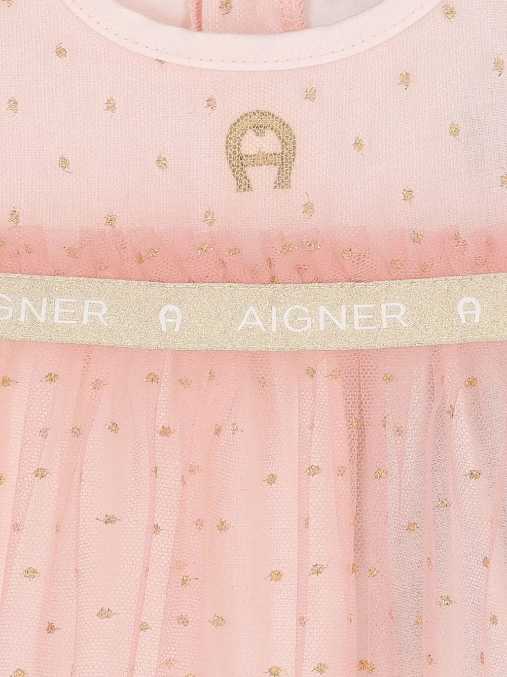Aigner Kids Tulen jurk met franje Roze