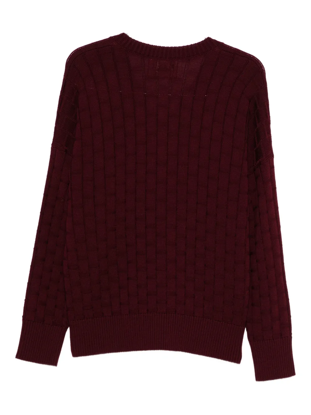 Plan C V-neck Cable-knit Sweater In Red
