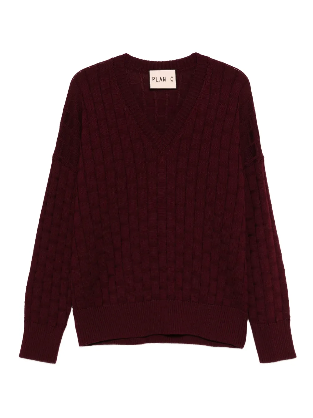 Plan C V-neck cable-knit sweater | Red | Image 1