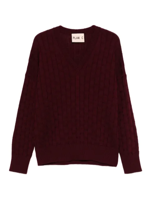 Plan C V-neck cable-knit sweater 