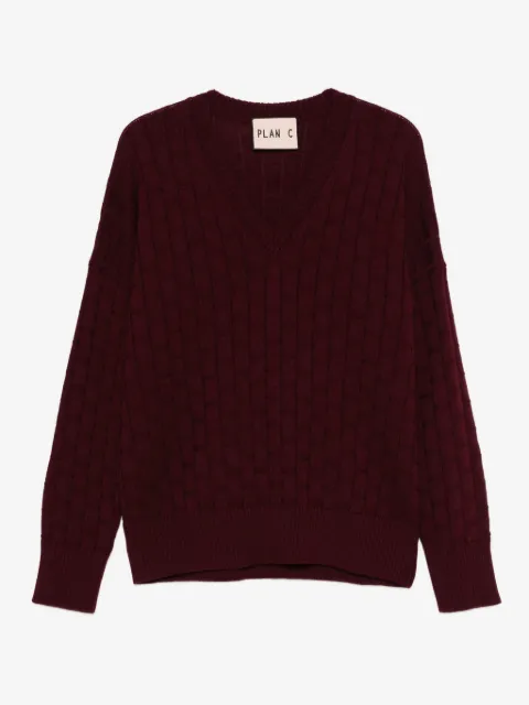 Plan C V-neck cable-knit sweater 