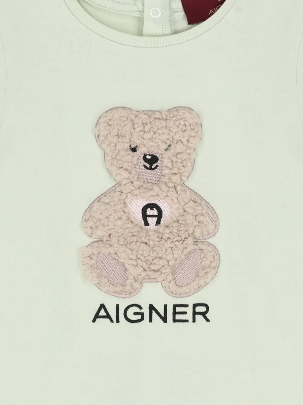 Aigner Kids Jurk met teddybeer-applicatie en ruches Groen