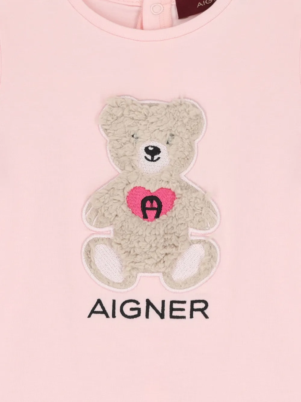 Aigner Kids Jurk met teddybeer-applicatie en ruches Roze